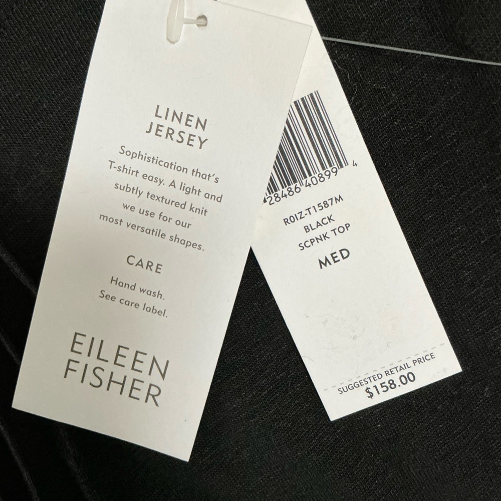 Eileen Fisher Black Long-Sleeve Scoop Neck Tunic - Picture 4 of 6